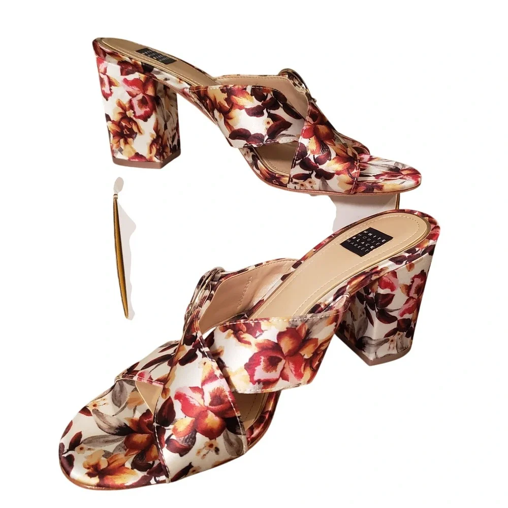 White‎ House Black Market Floral Spring Summer Pumps Heels Size 8